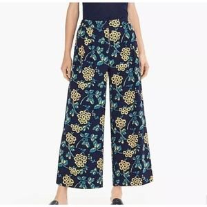 J. Crew Womens Wide Leg Cropped Floral Pull On Pants Size 12 Office Business